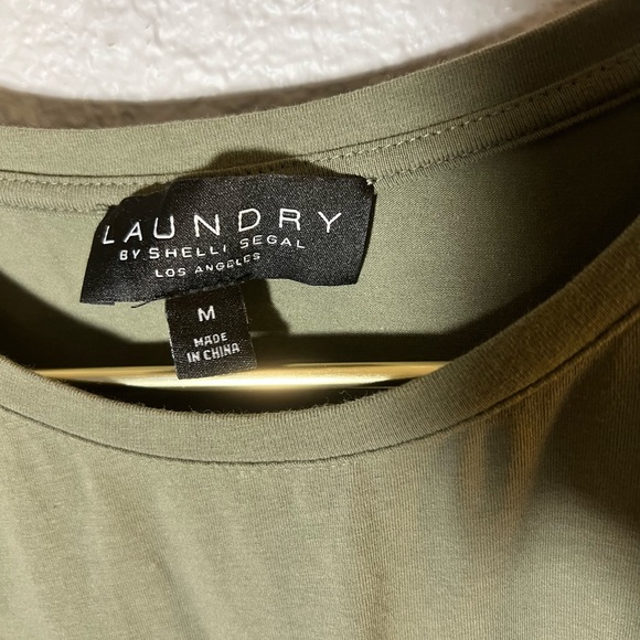 Laundry by Shelli Segal Womens Olive  Green Blouse Size M Tie Front Top - Picture 4 of 10